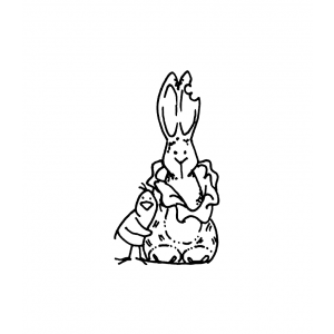 Carolee Jones Wood Mounted Stamp - Chick & Chocolate Bunny E1-1098
