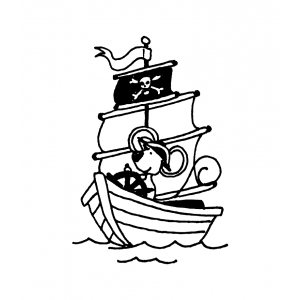 Carolee Jones Wood Mounted Stamp - Pirate Ship J1-2194