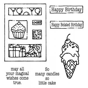 Carolee Jones Clear Stamps: Happy Birthday Tiny Cutts SC-2535