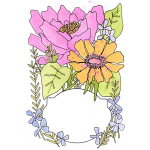 Catherine Scanlon Cling Mount Stamp - Elegant Flower Frame AGC3-2766