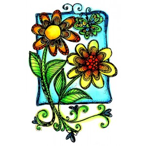 Joanne Sharpe Cling Mount Stamp - Whimsy Stems Journalings AGC3-2559