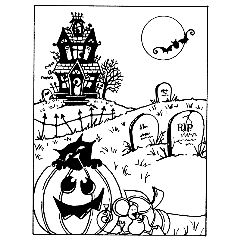 Carolee Jones Cling Mount Stamp: Halloween Scene AGC1-984