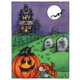 Carolee Jones Cling Mount Stamp - Halloween Scene AGC1-984