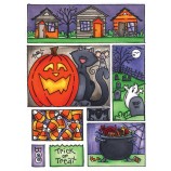 Carolee Jones Cling Mount Stamp - Halloween Cutts Apart AGC3-2474