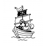 Carolee Jones Wood Mounted Stamp - Pirate Ship J1-2194