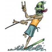 Len Peralta Cling Mount Stamps: Waterskiing Zombie AGC1-2857